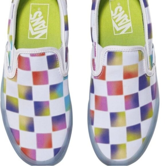 VANS Classic Slip On Sneakers, Soft Check Blue mid sole, Sz 6.5 - Picture 2 of 10